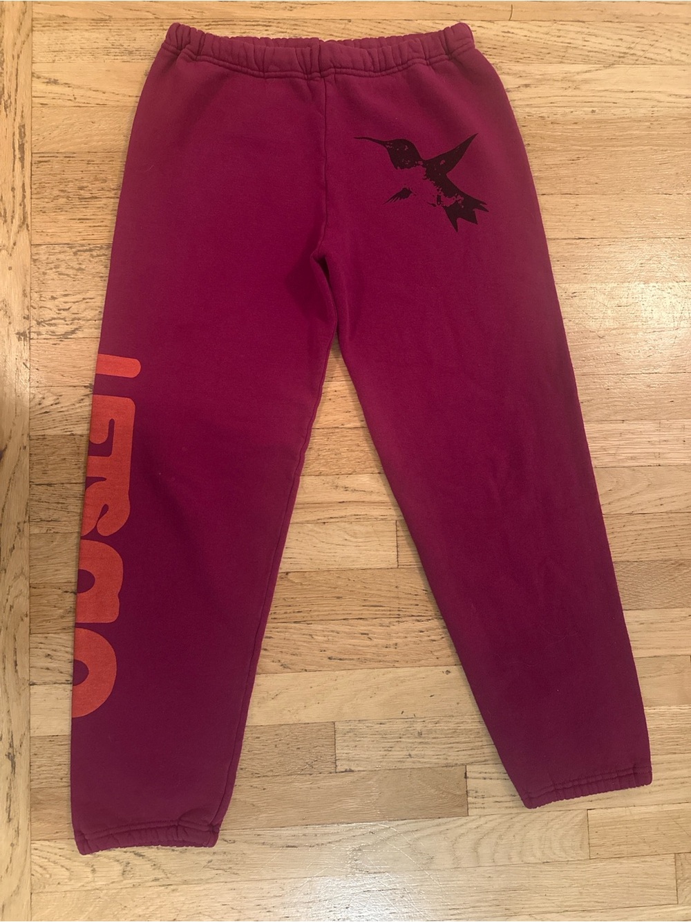 FREE CITY Maroon Hummingbird Graphic Sweatpant Joggers- Women’s medium